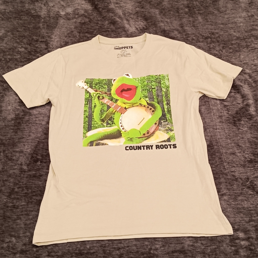 Kermit The Frog Tshirt- Pale Green- Adult Size: M